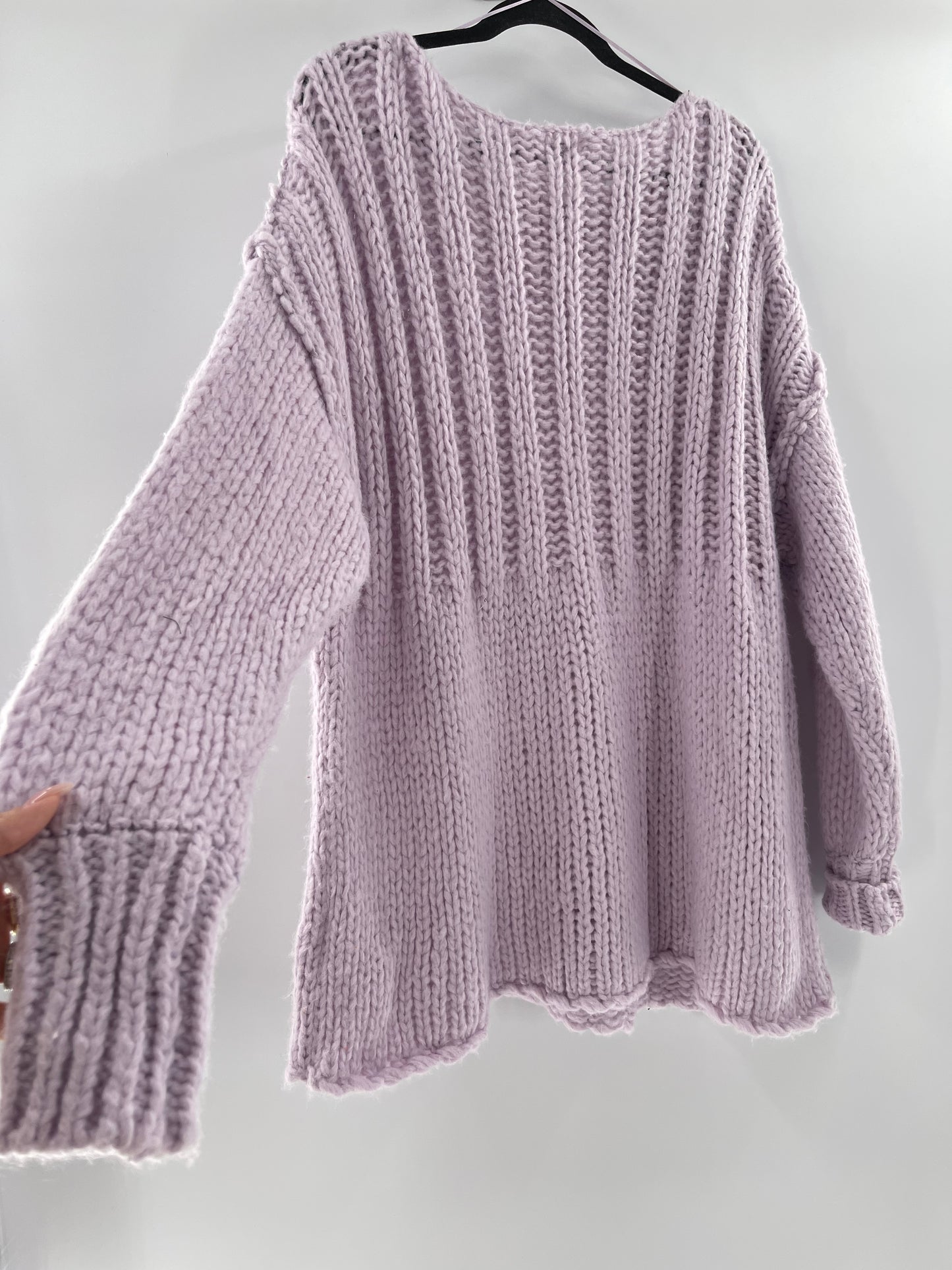 Free People Chunky Knit Lilac/Lavender Sweater (Medium)