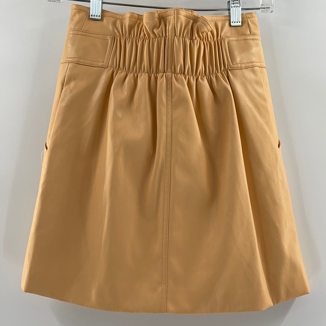 Urban Outfitters Vegan Leather Butter Yellow Elastic Waist With Belt and Front Buttons (Size S)