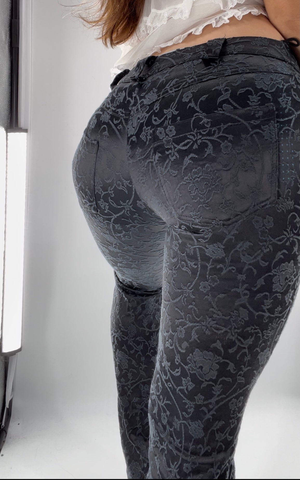 Favori Lace Embossed Satin Pants with Embellishments (36)