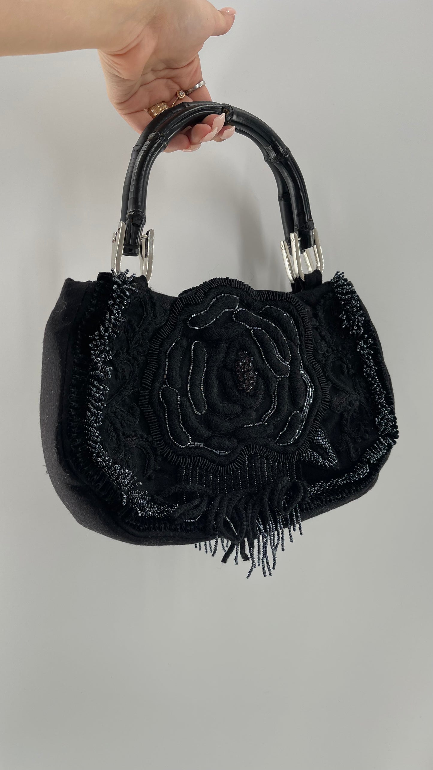 Vintage IPA NIMA Black Embroidered Beaded