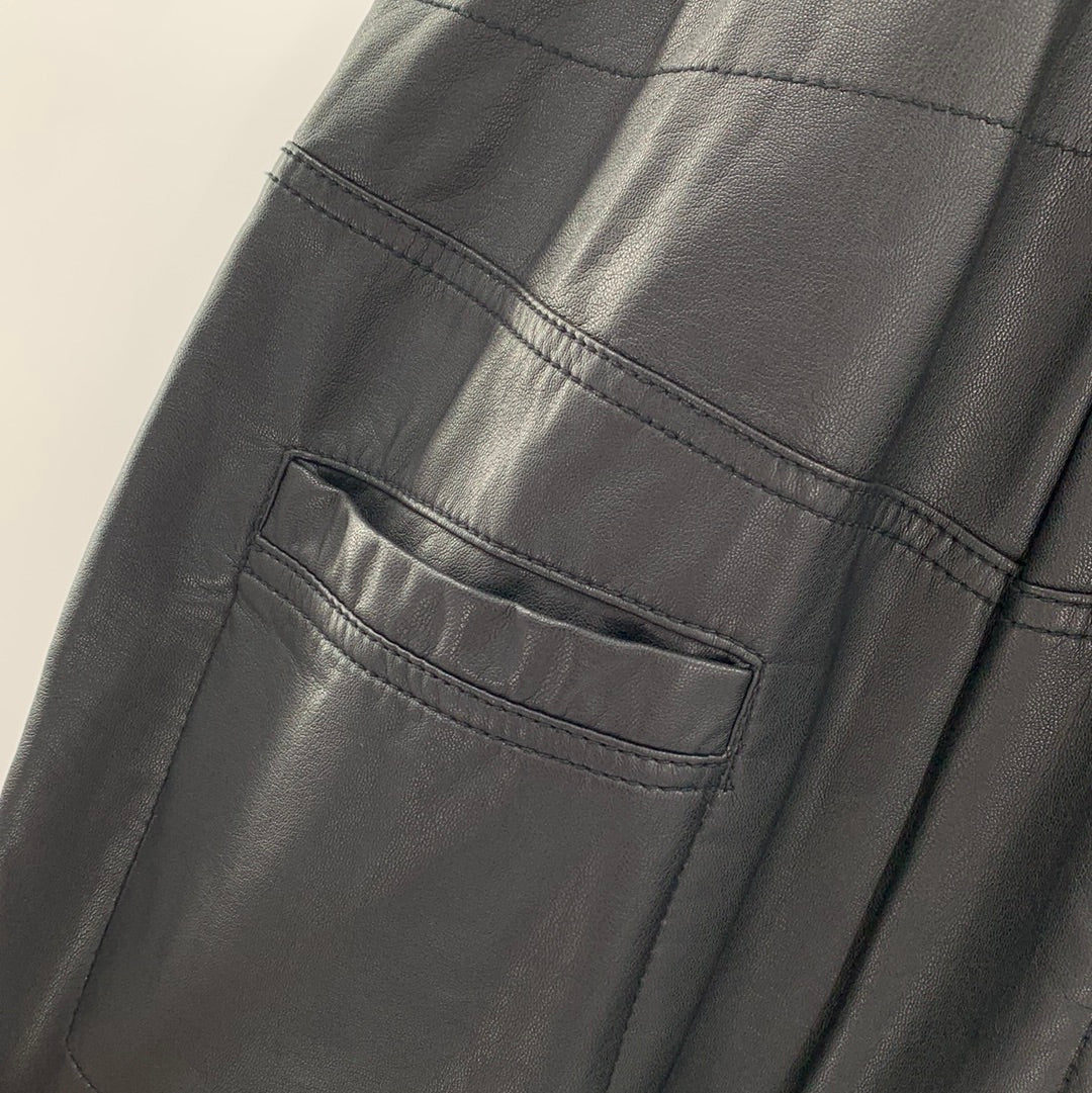 Free People Vegan Black Leather Front Buttons Side Knife Pockets (Size XS)