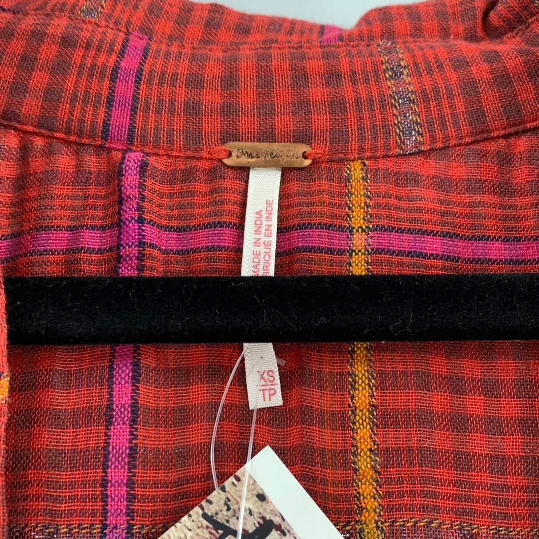 Free People Red Oversized Flannel (XS)