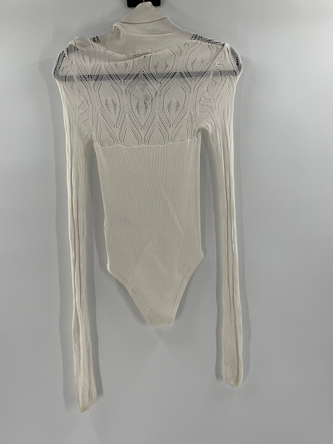 Free People White Knit Bodysuit (XS)