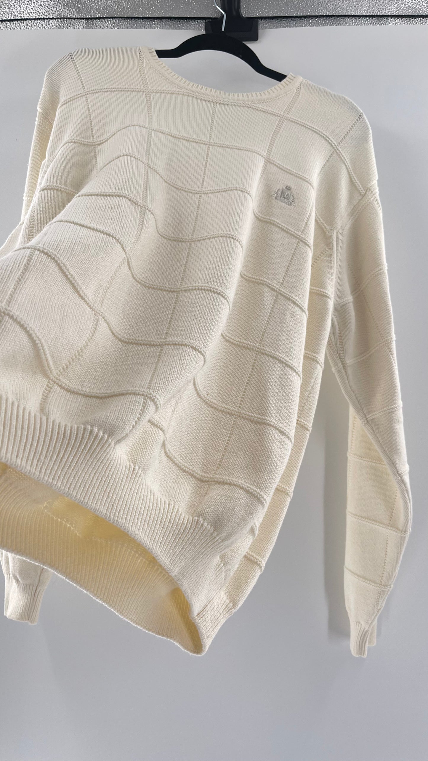Vintage IZOD Cream Square Stitch Sweater (XL)