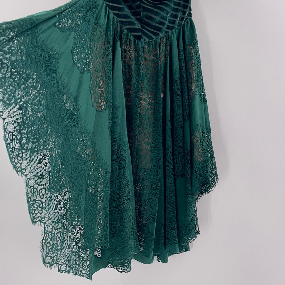 Free People Velvet + Lace Emerald Dress (0)