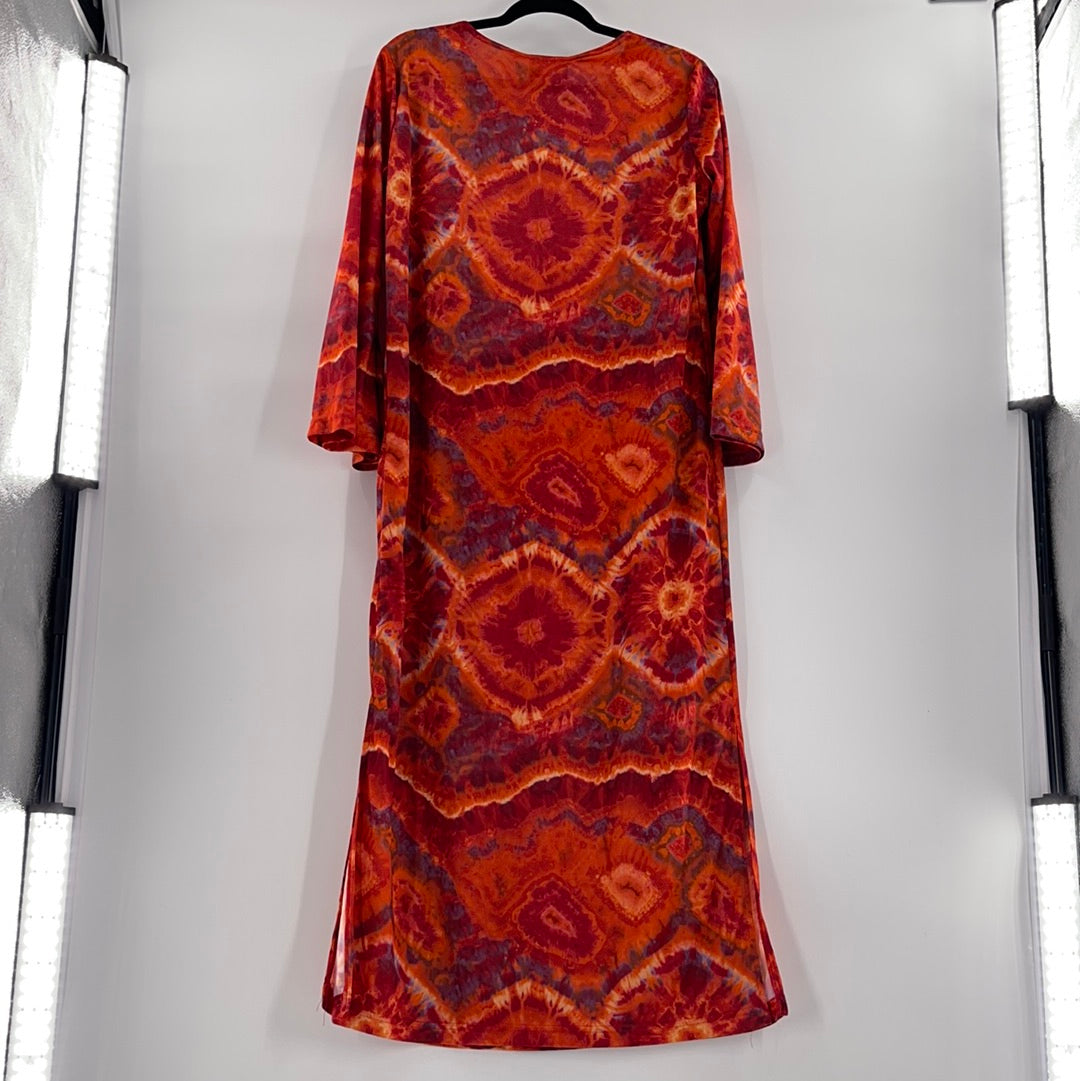 Anthony Mark Hankins Collection - *Vintage* Tie Dye 70's Red Maxi Dress (Size Medium)