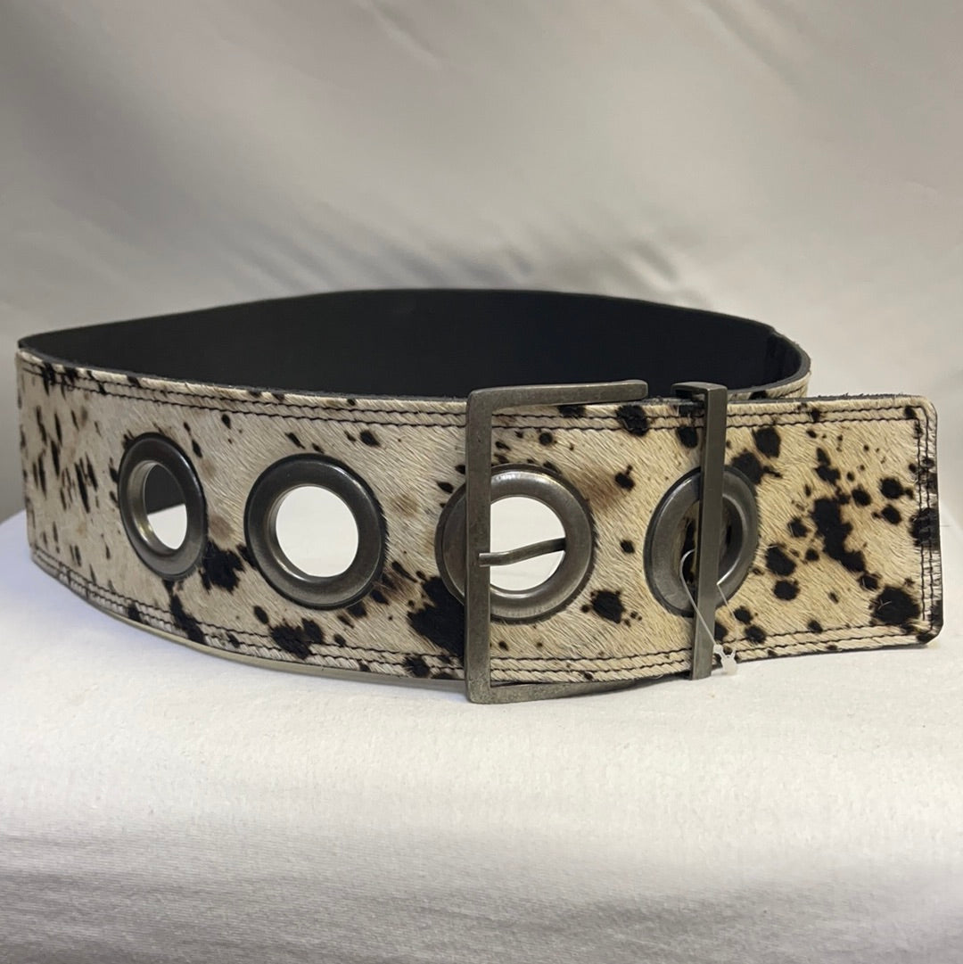 Free People 100% Cowhide Furry Elastic Belt