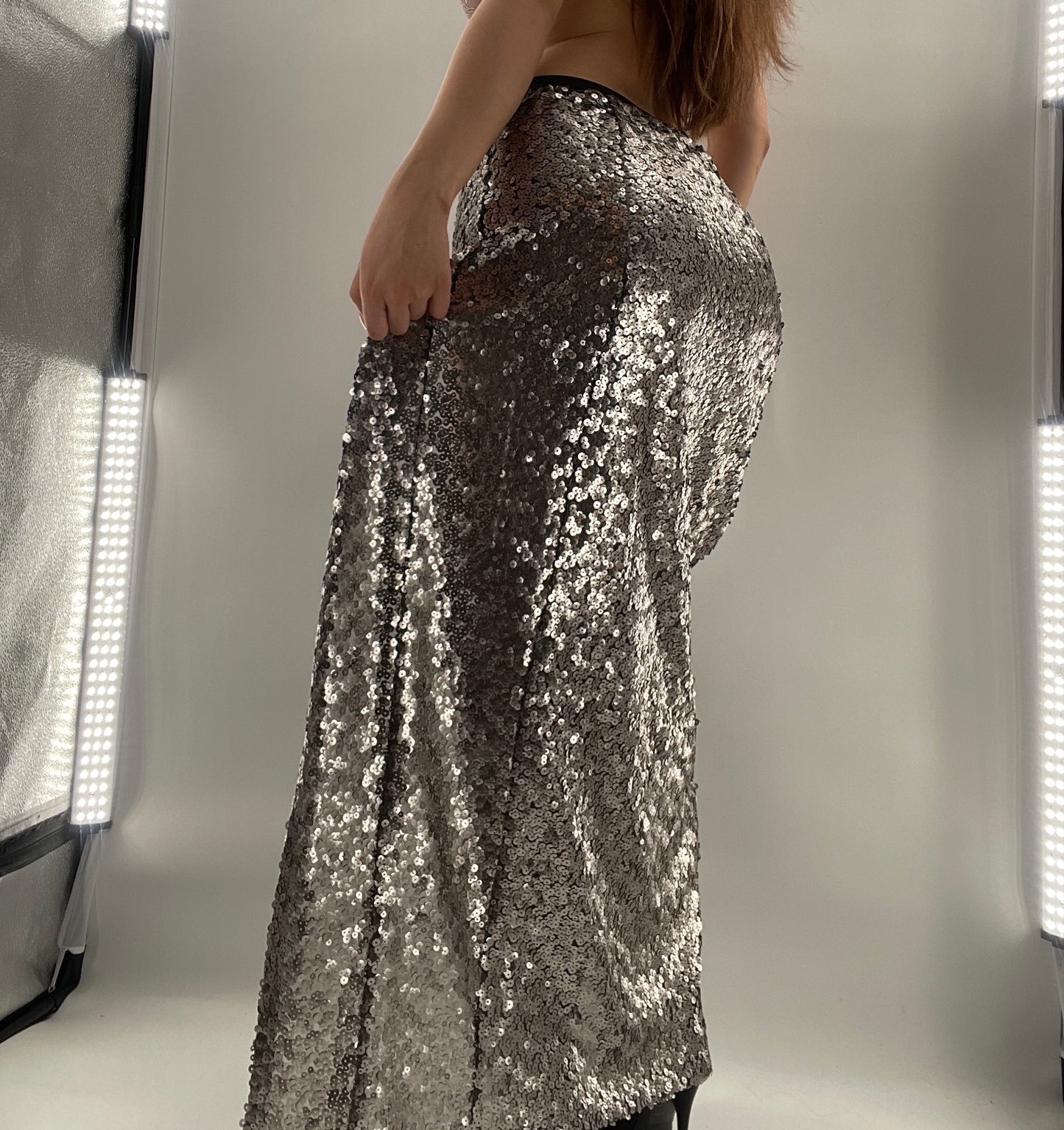 Blu Moon Free People Silver Sequin Skirt (Medium)