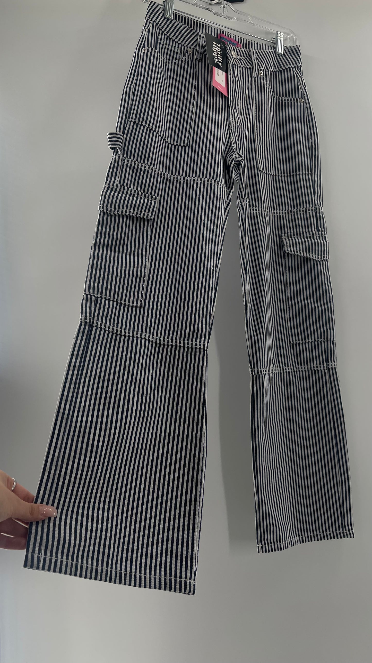Edikted Stripe Out Cargos with Tags Attached (XS)