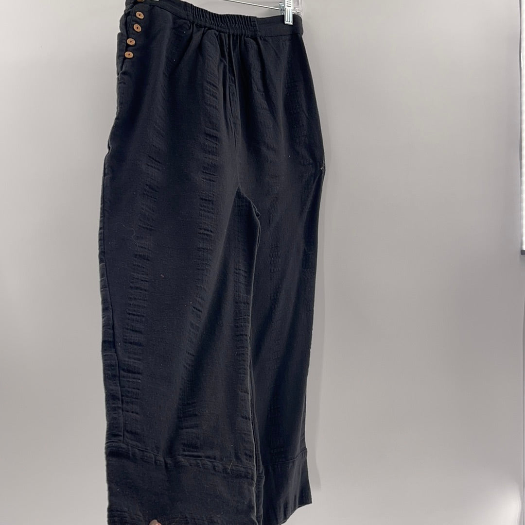 Free People Black Cotton/Linen Pants