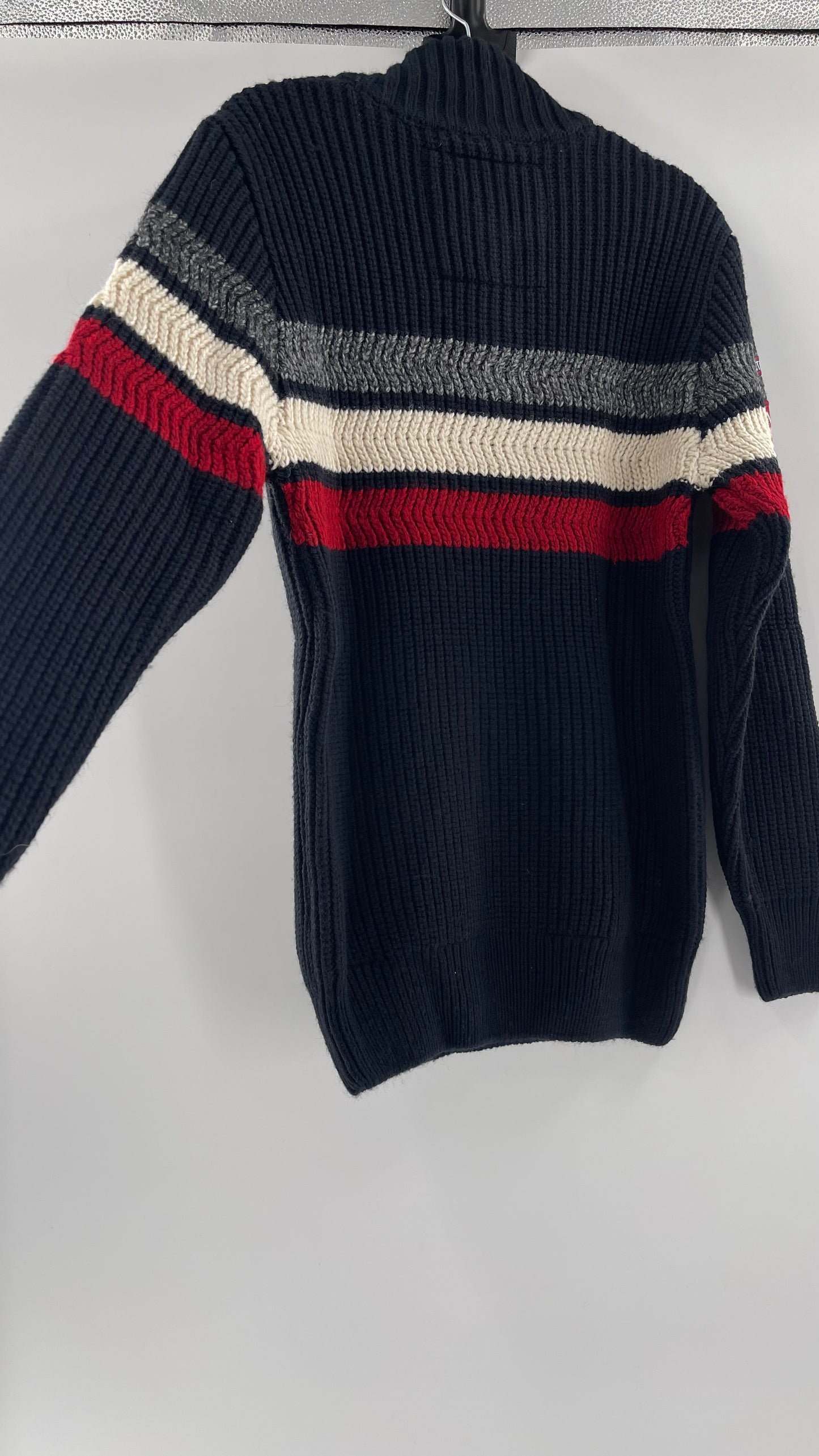 Superdry Navy Thick Knit Ski Dog Quarter Zip Henley (XL)