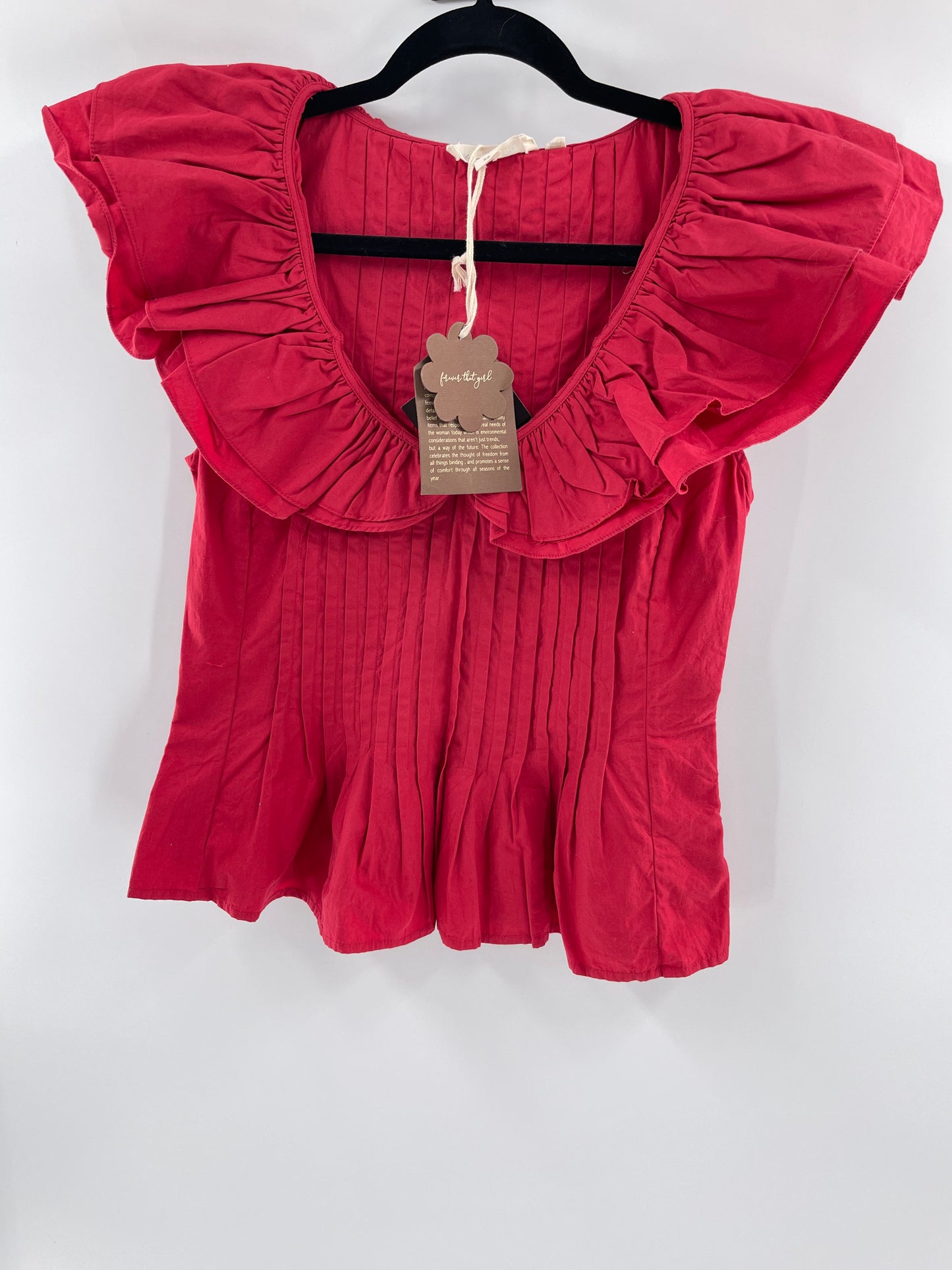 Anthropologie Forever that Girl Red Ruffle Pintuck Tank(XS)