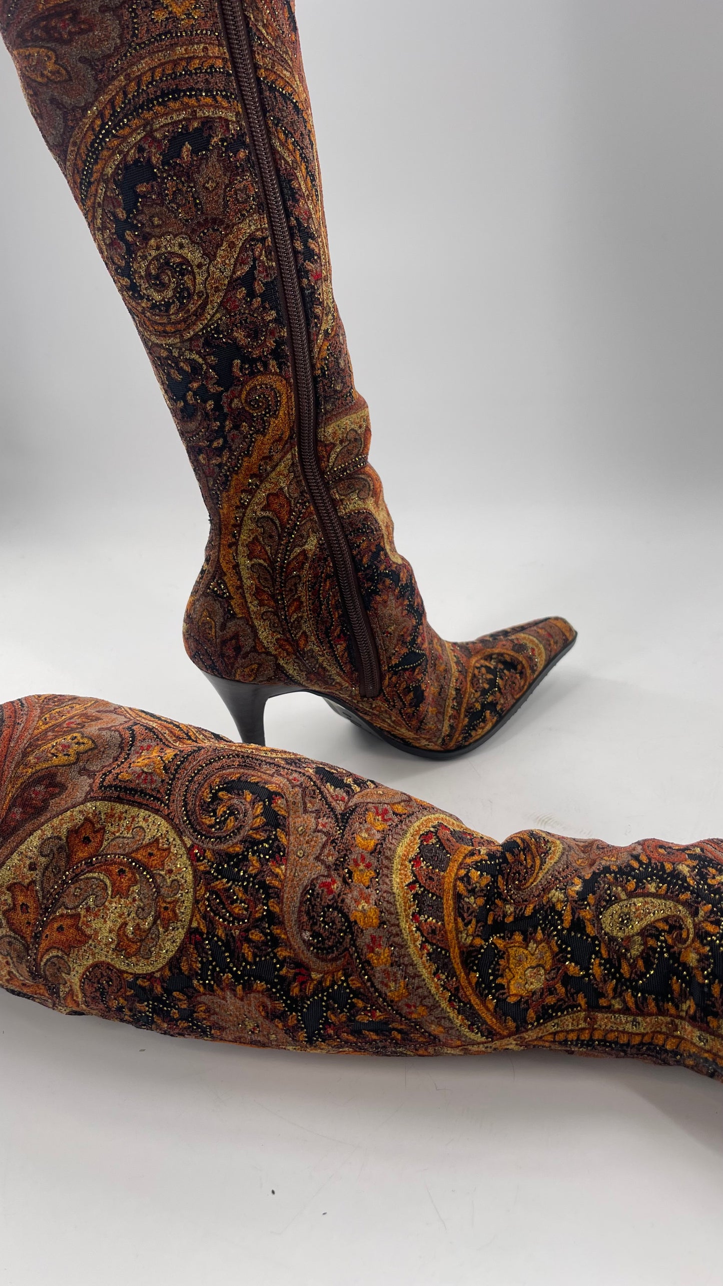 Knee High Tapestry Boots (6.5)