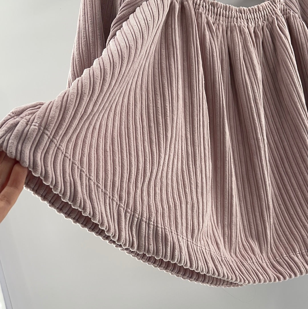Free People Dust Pink Corduroy Ballon Sleeve Top (Size M)