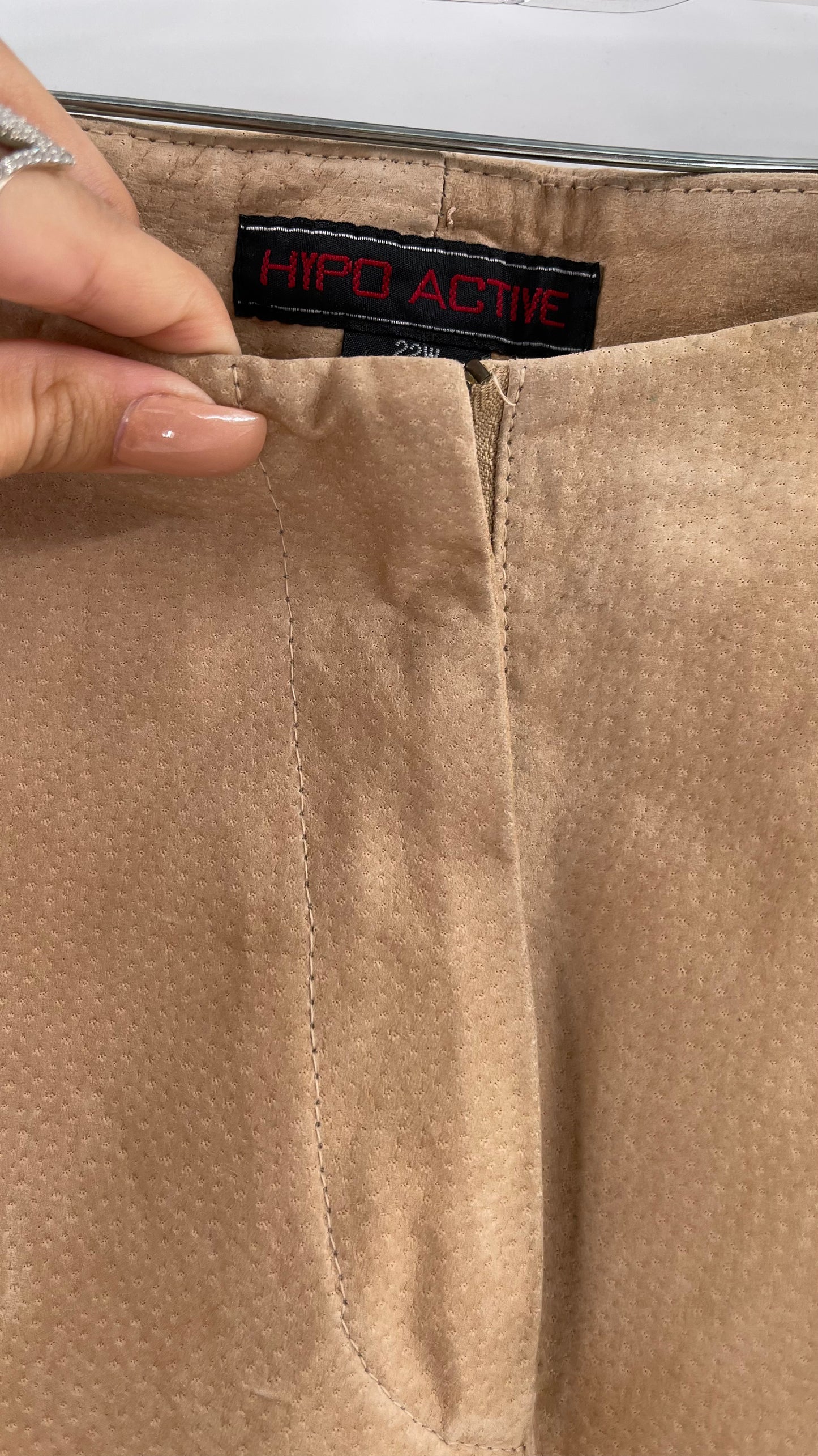 Vintage HYPOACTIVE Tan Leather Lace Up Plus Size Flare Pants (22W)