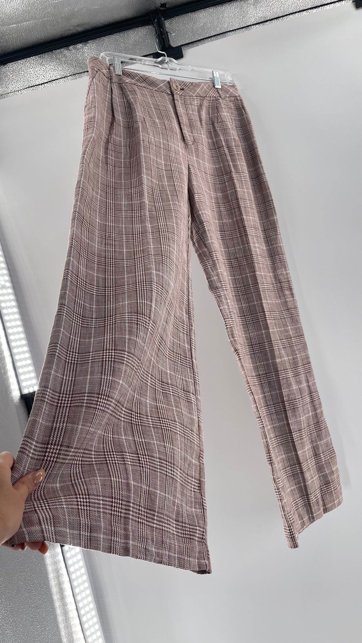Anthropologie Maeve Brown Plaid Cotton/Linen Trouser (14)