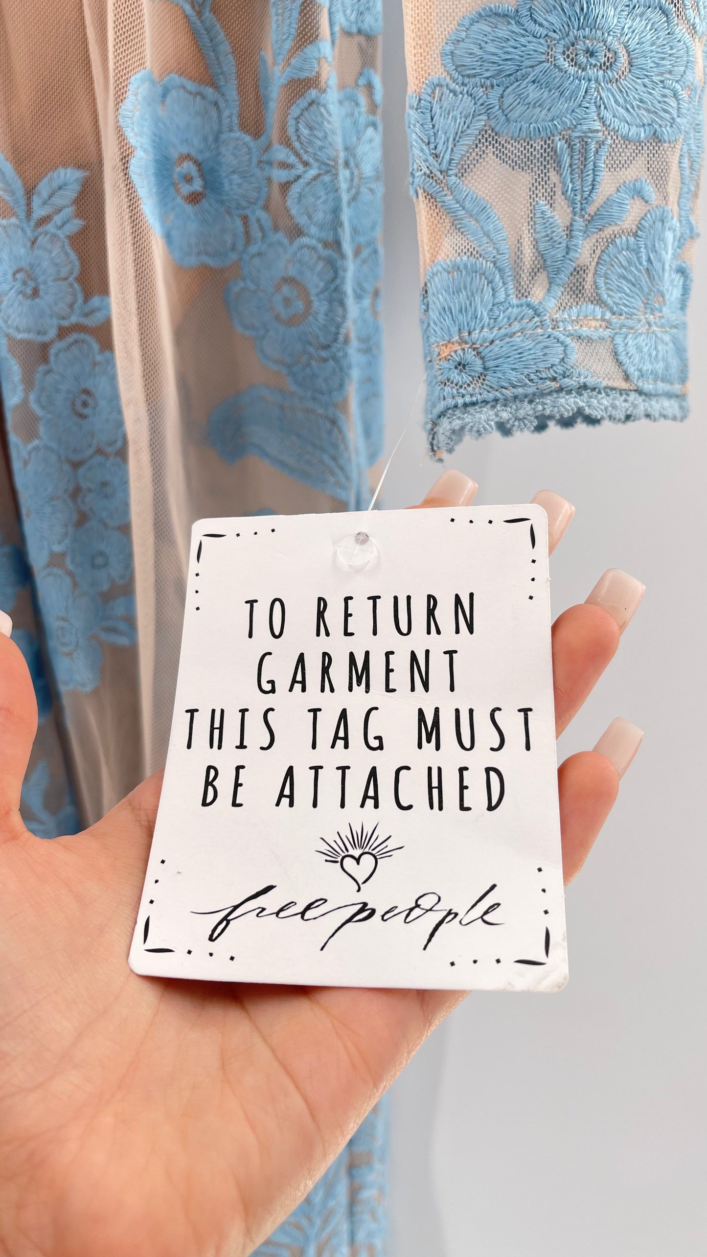 For Love and Lemons Powder Blue Embroidered Temecula Maxi Dress