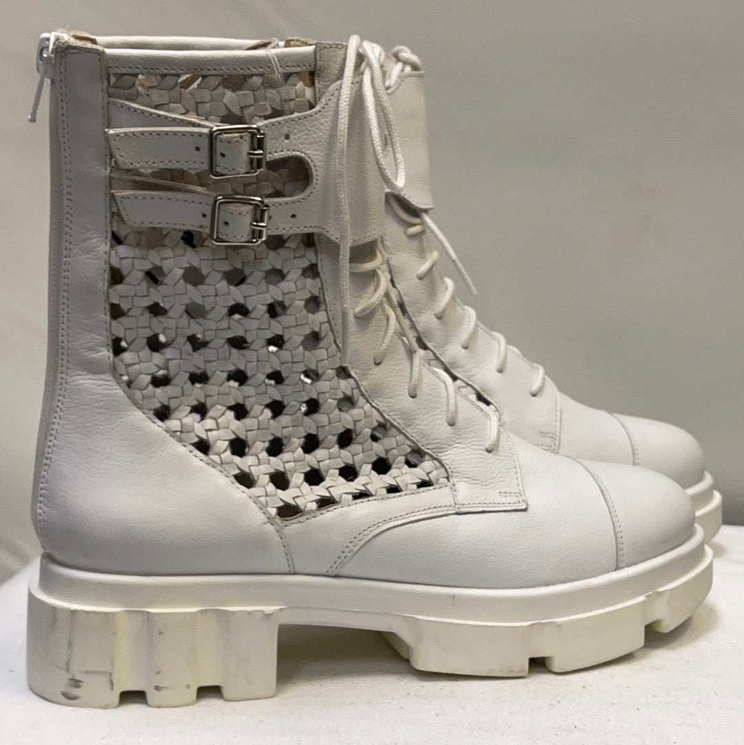 Free People White Lace Up Boots
