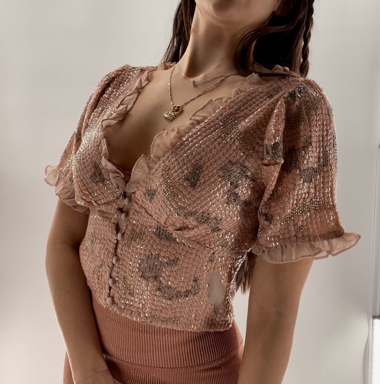 Forever that Girl Anthropologie Sequined Blouse (XS)