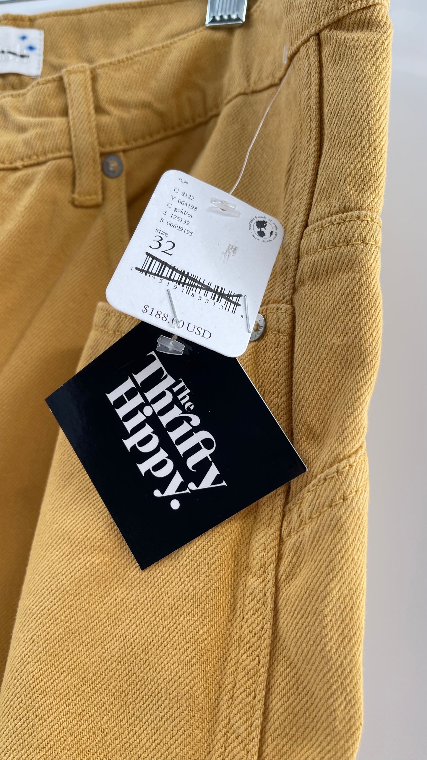 BOYISH Free People Mustard Yellow Straight Leg Jeans (32)