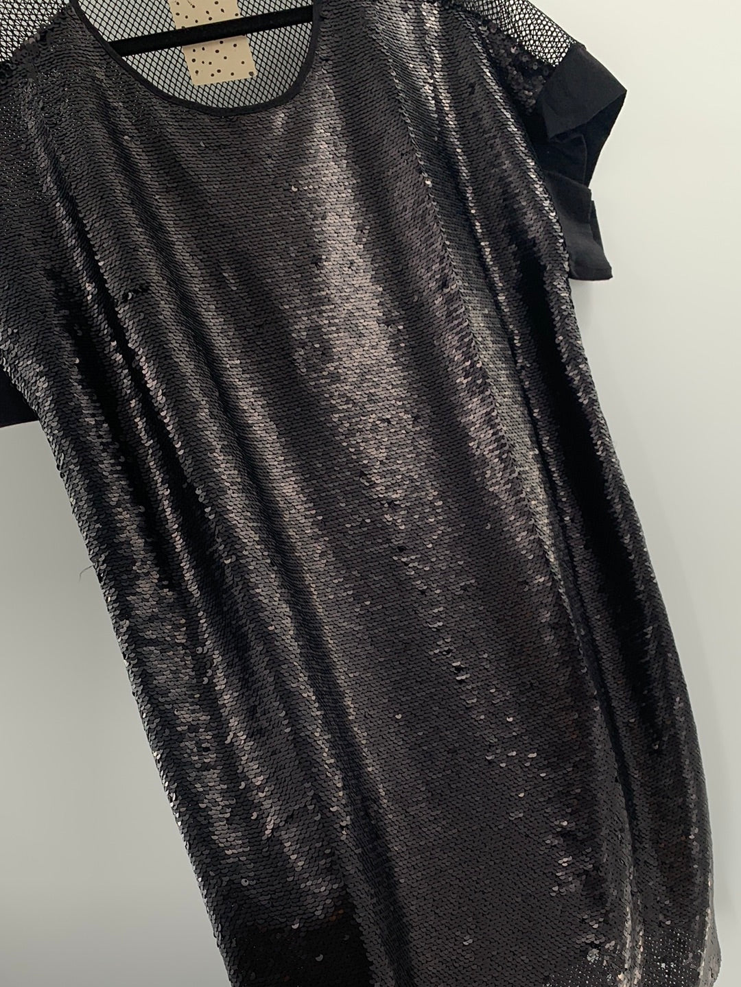 Little White Lies Jemma Black Sequin Mini Dress With Mesh Back (Size S)