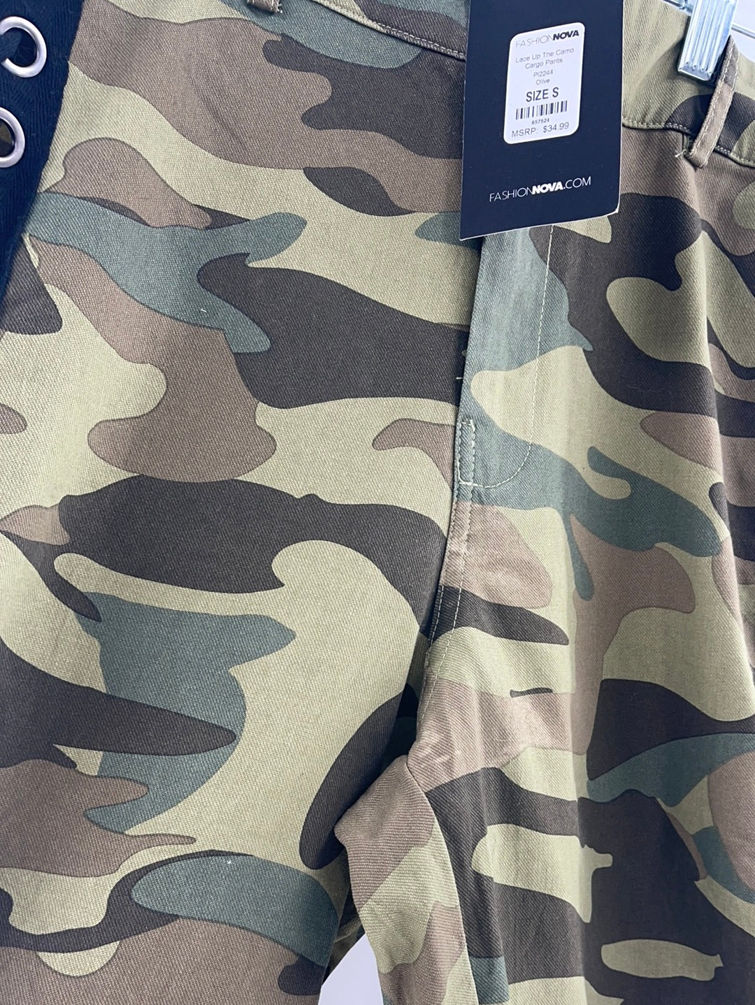 Fashion Nova Lace Up the Camo Cargo Pants Olive