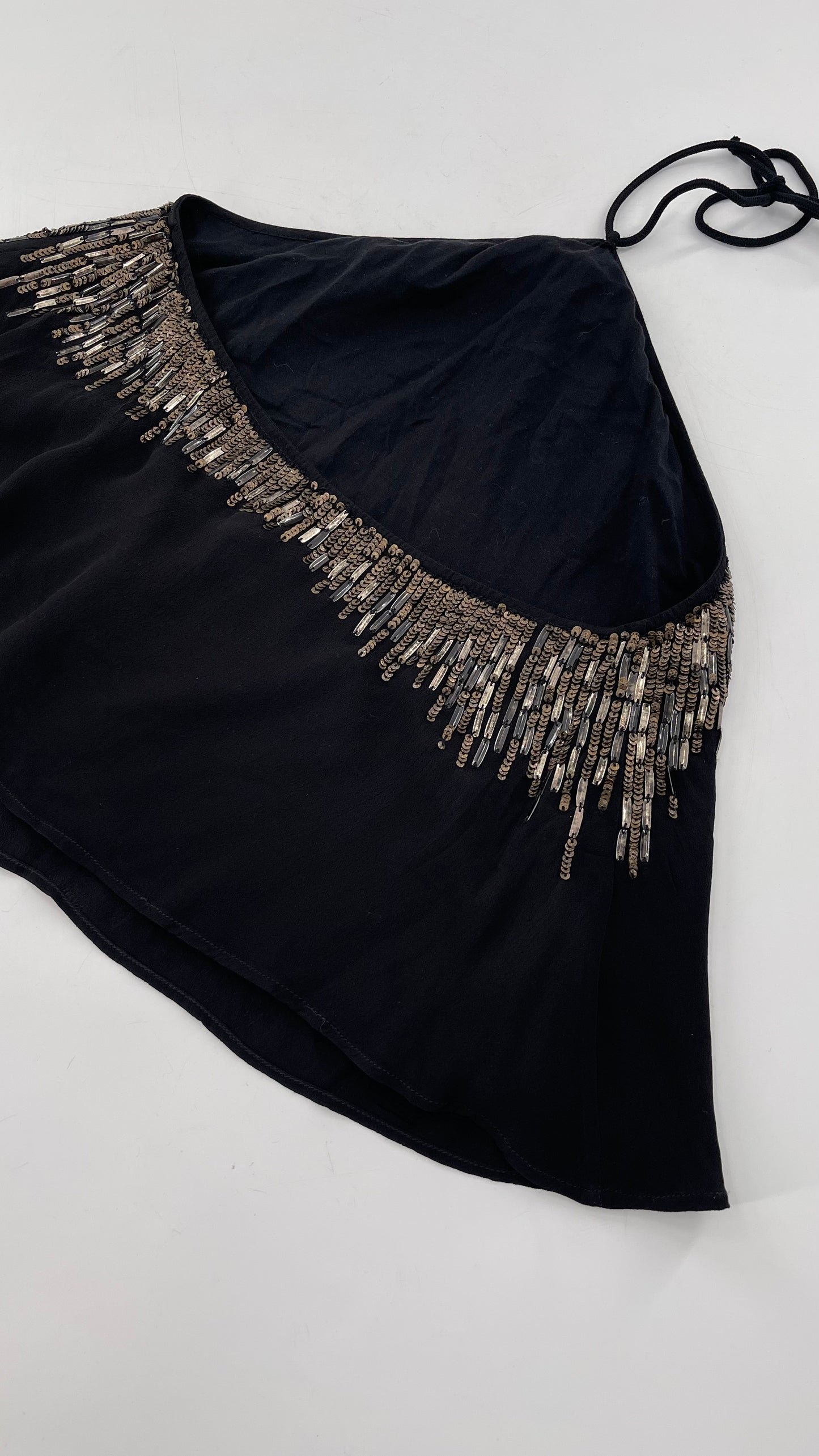 Free People Black Beaded Halter (XS)