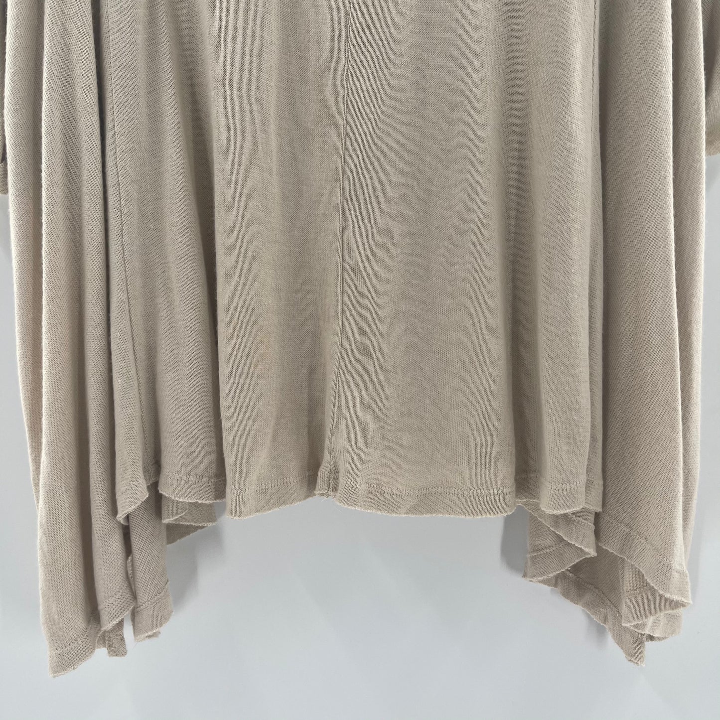 Free People - We The Free - Short Sleeve Light Beige Top with Crochet and Macrame Details on Neckline (Size XL)