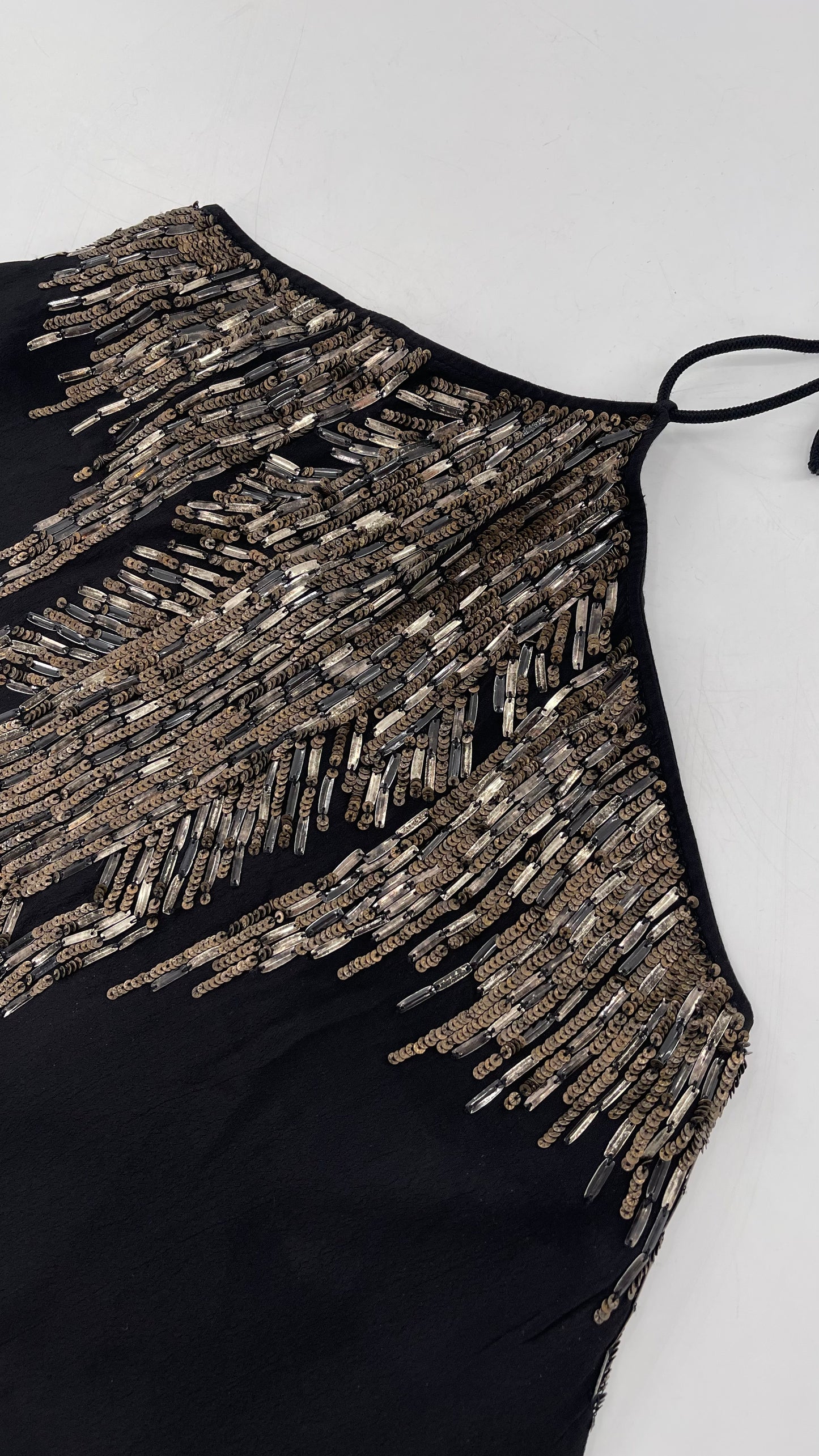 Free People Black Beaded Halter (XS)