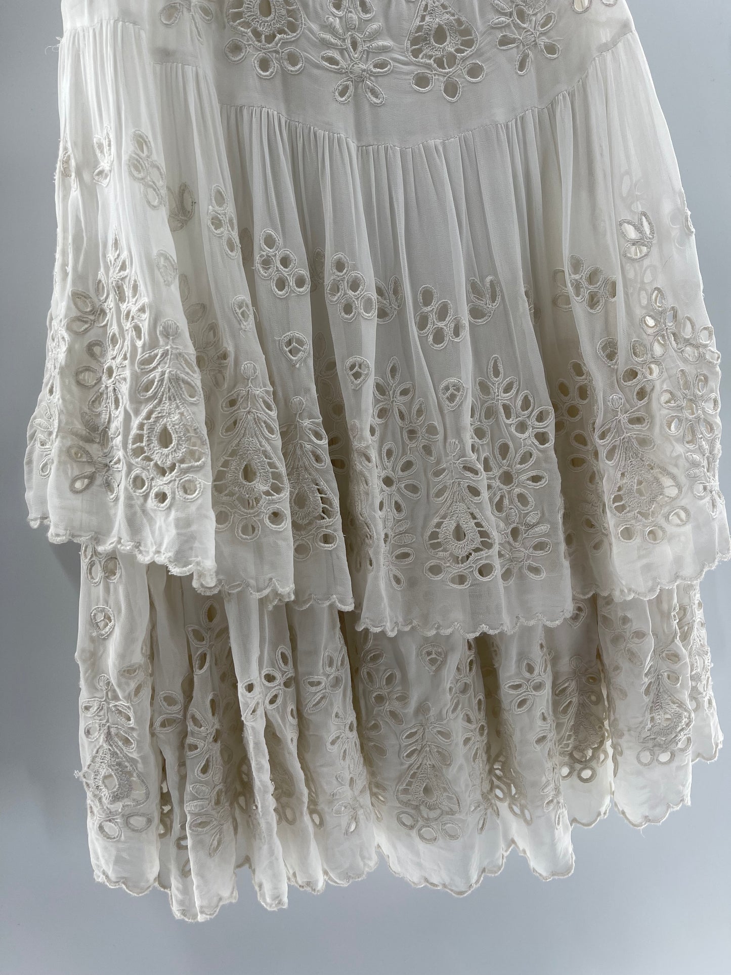 Free People Layered Eyelet Skirt (Size 4, UK 8)