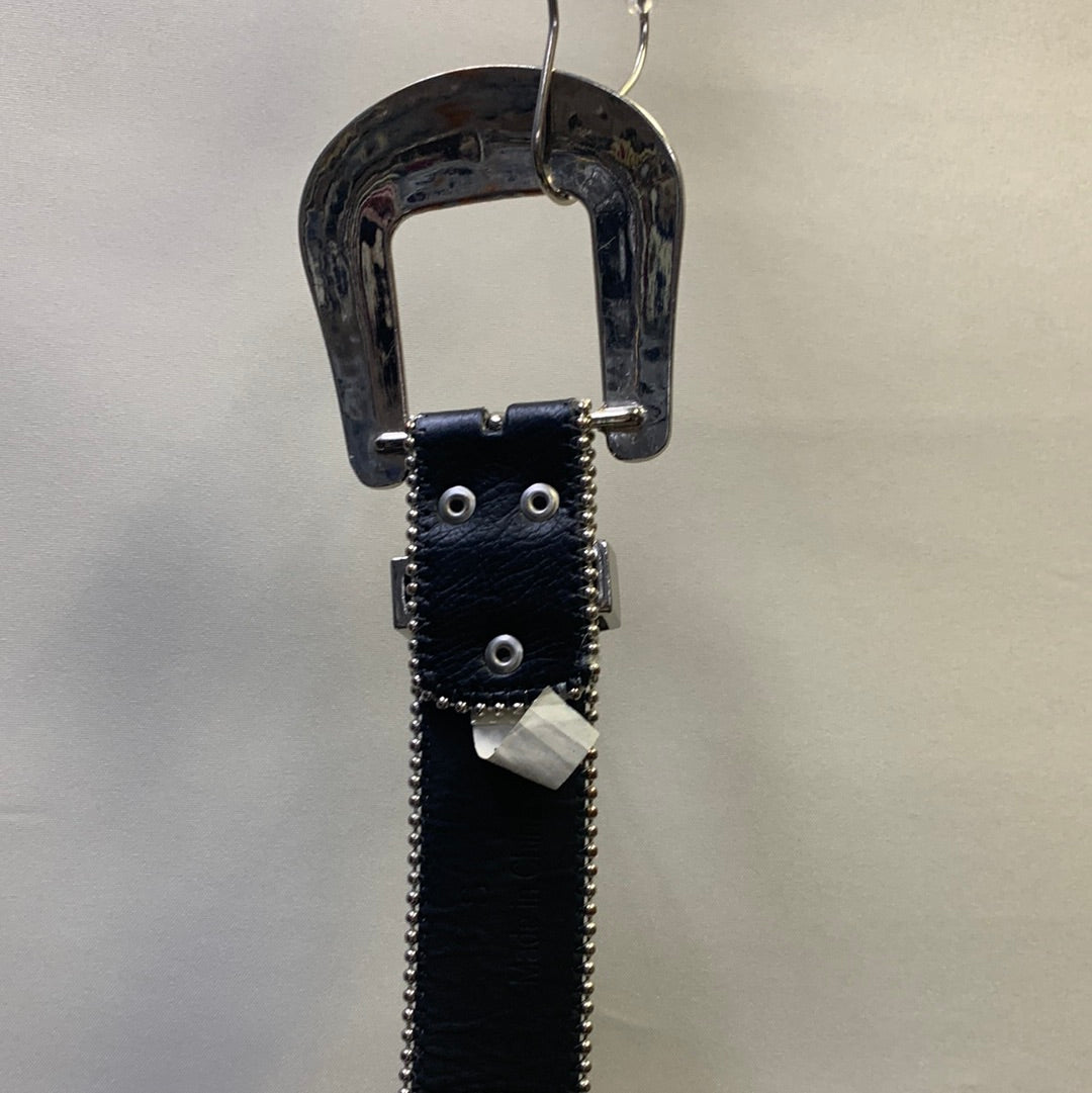 Free People Black Leather and Gemstones Belt