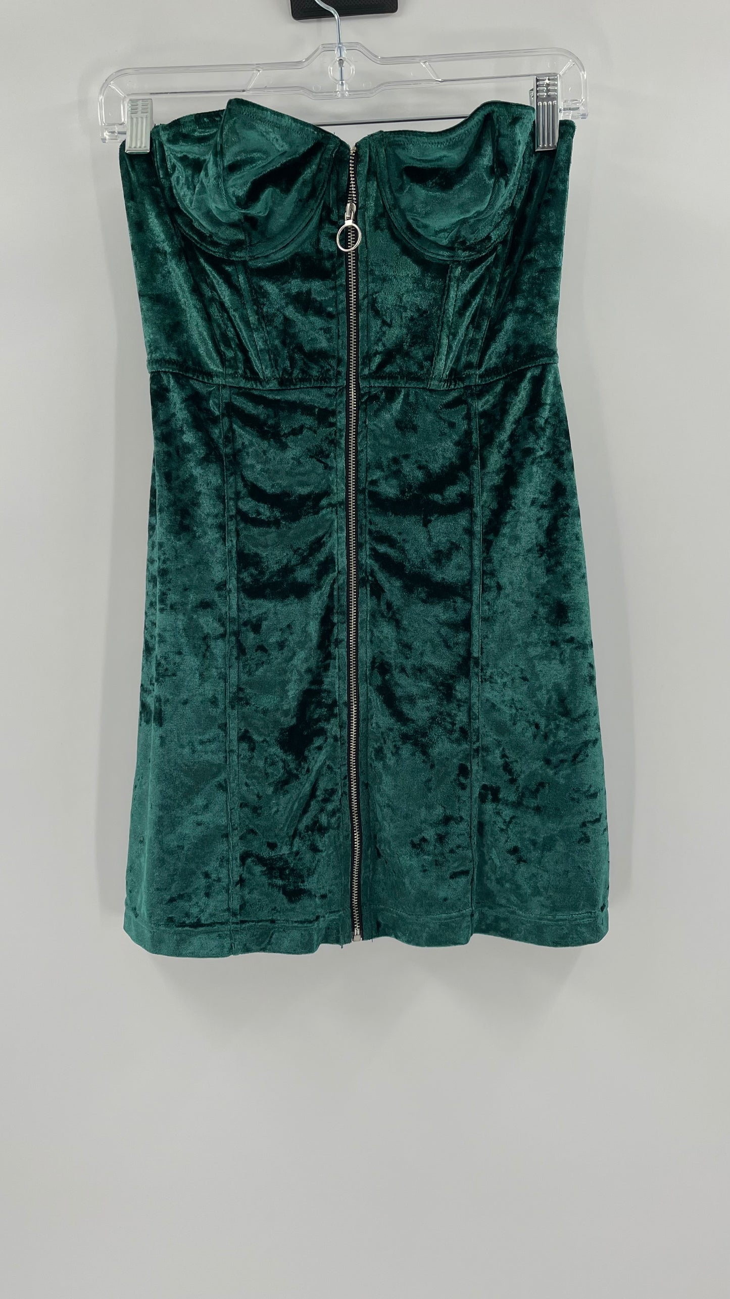 Emerald Green Urban Outfitters Zip Front Corset Dress (Small)