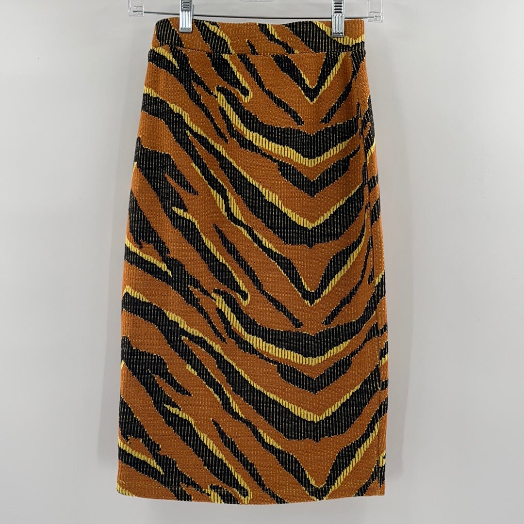 Free People Burnt Orange Tiger/Zebra Patterned Skirt (Size XS)