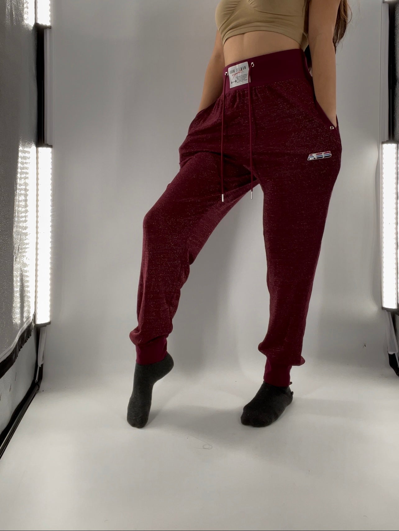Adam Selman Sport Cranberry Toned Joggers (Medium)