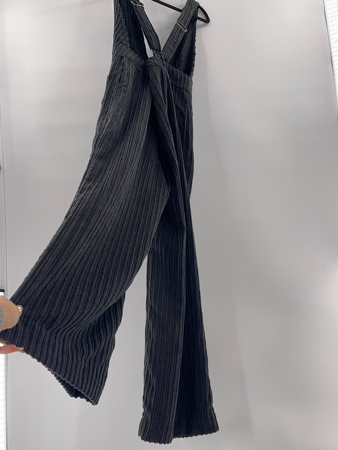 BDG Urban Outfitters Black Corduroy Backless Crossed Back Straps Jumpsuit (Size 10)