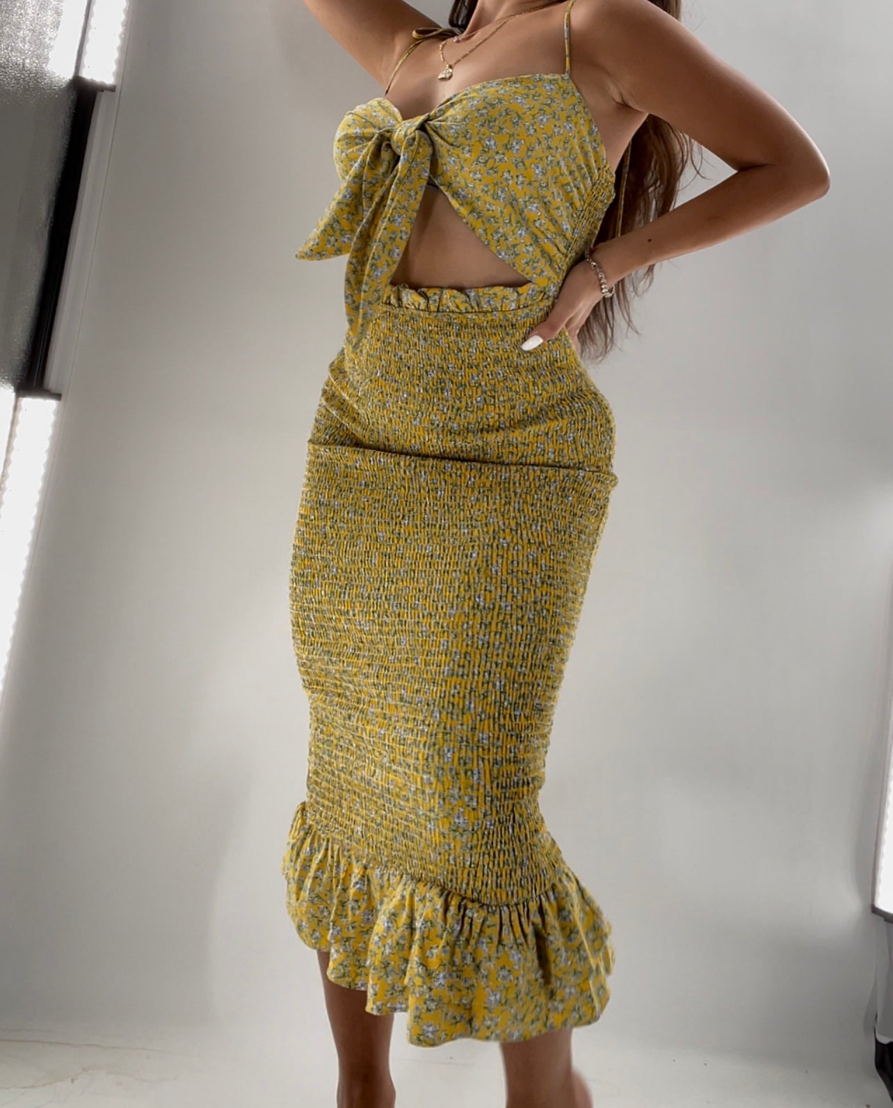Smocked Yellow Floral Maxi (M)