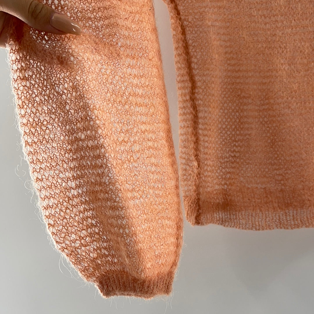 Urban Outfitters Sheer Cropped Peach Sweater (Size XS)