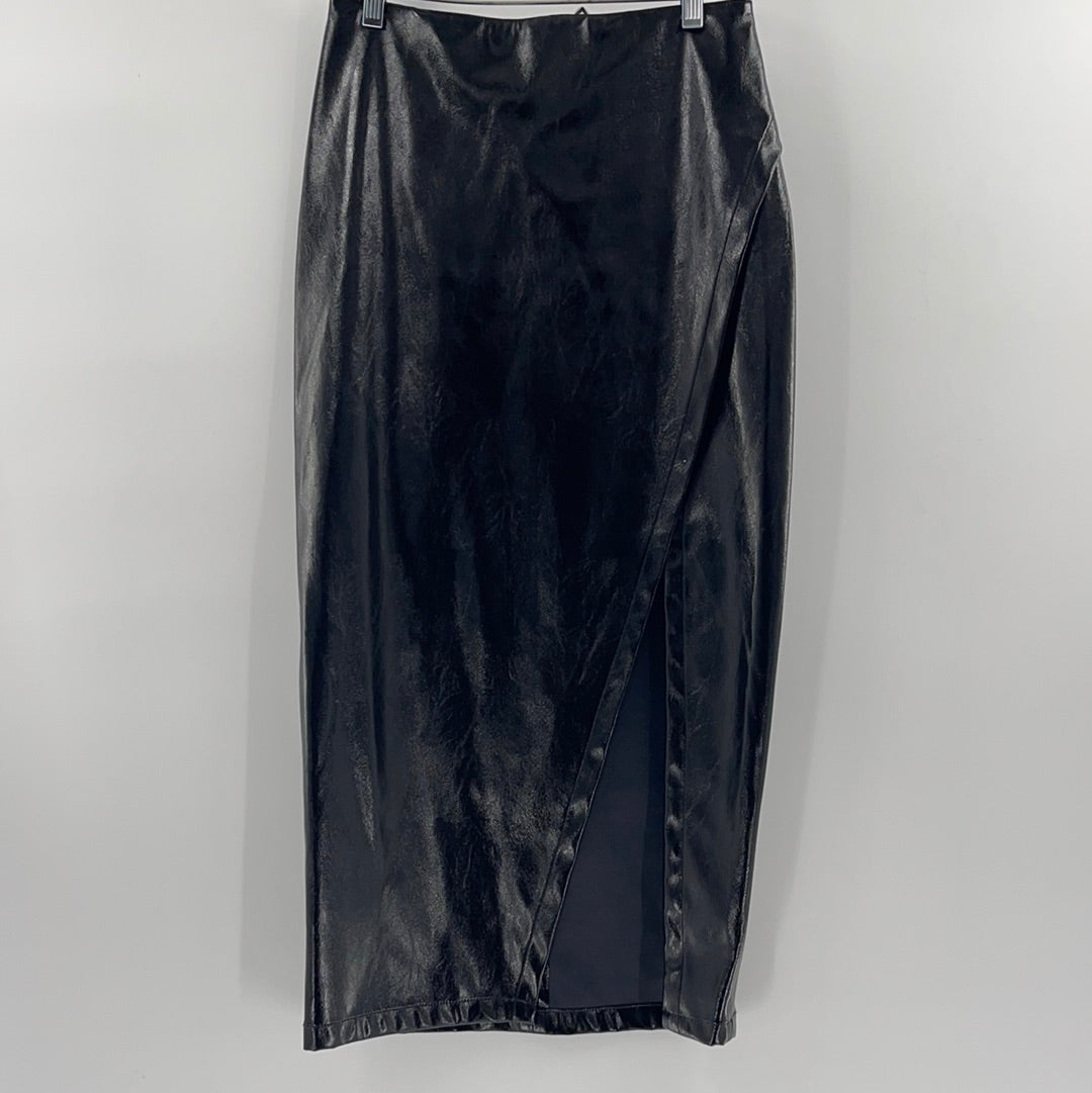 Capulet Free People Black Vegan Leather Mid Calf Front Slit (Size XS)