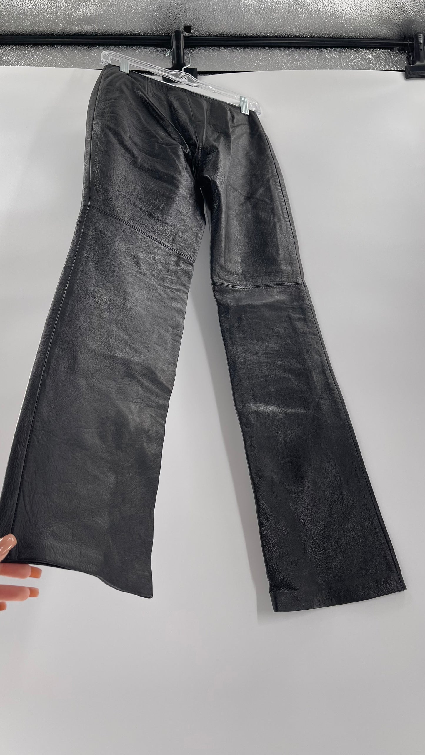 Vintage Márcia Italian Lamb Leather Kick Flare Trouser Pants (00)