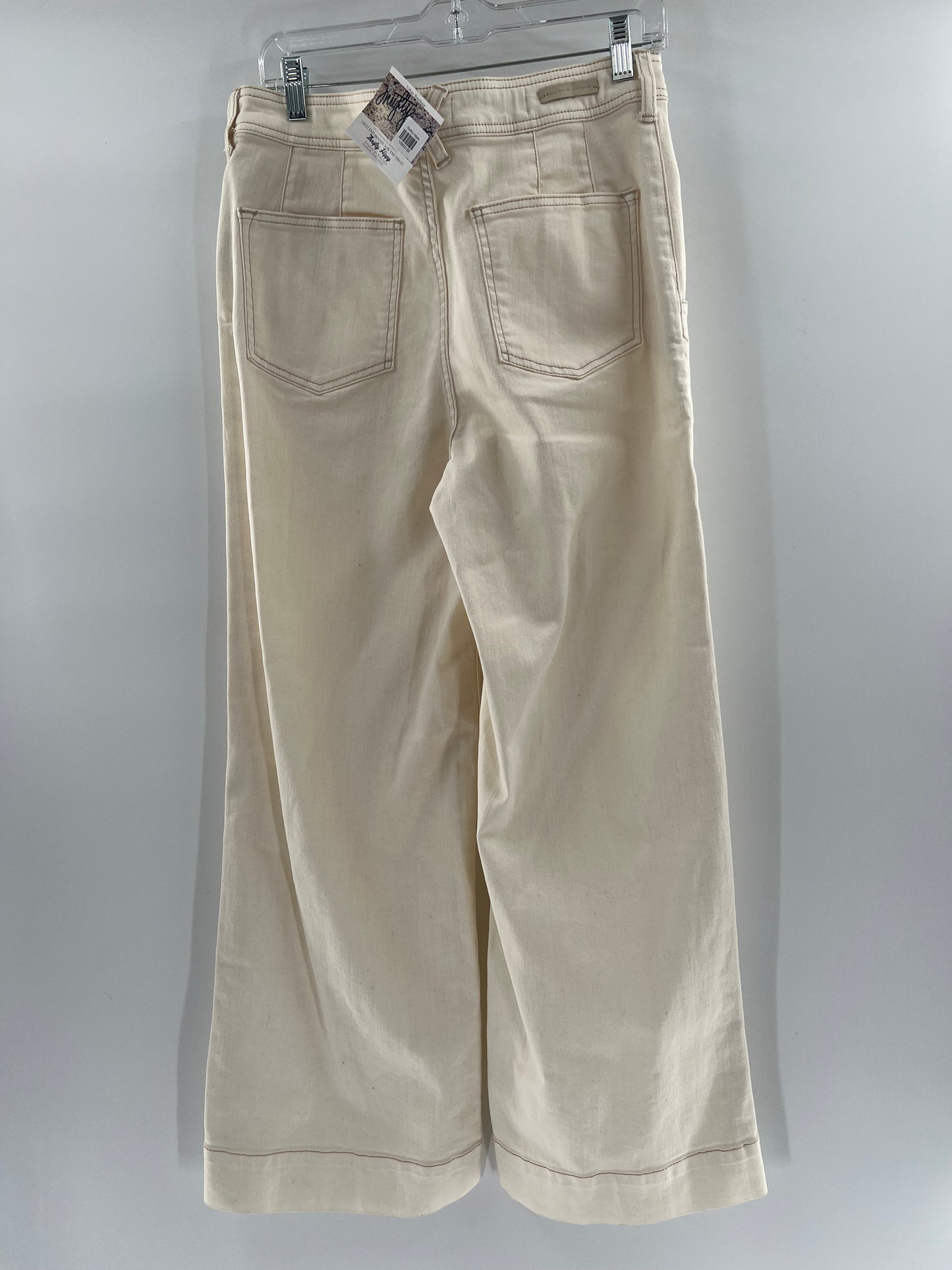 Pilcro Anthropologie Off-White Side Button Up with Front Zipper (Size 30)