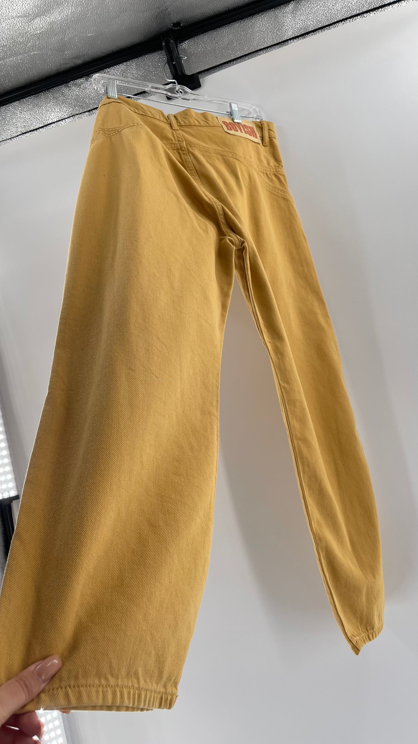 BOYISH Free People Mustard Yellow Straight Leg Jeans (32)