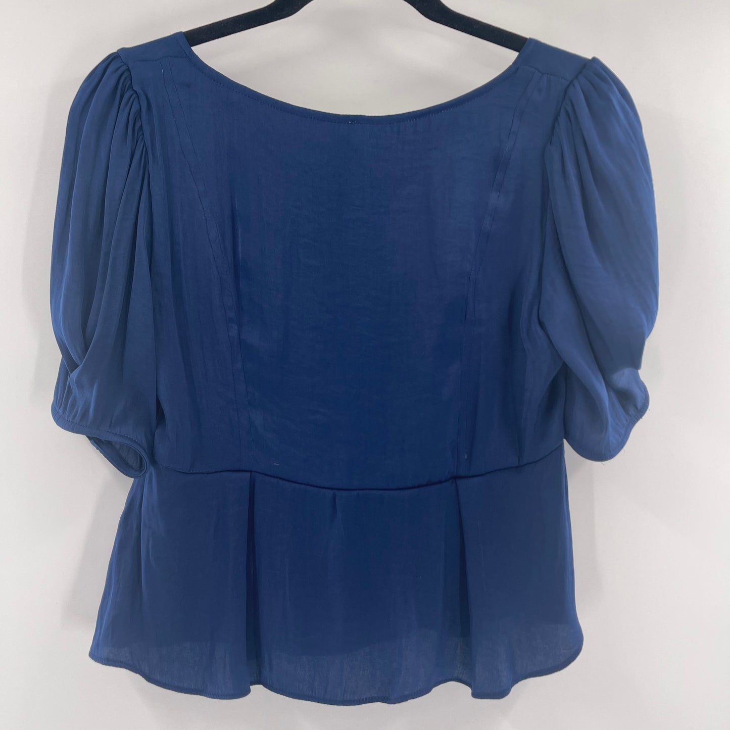 Free People Navy, Silky Embroidered Short Sleeve (XS)