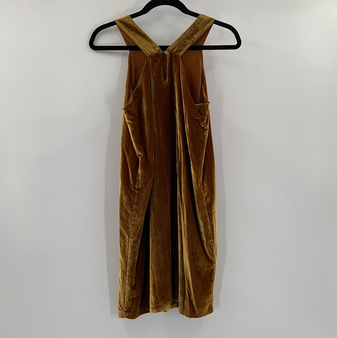 LOFT Mustard Velvet Dress (S)