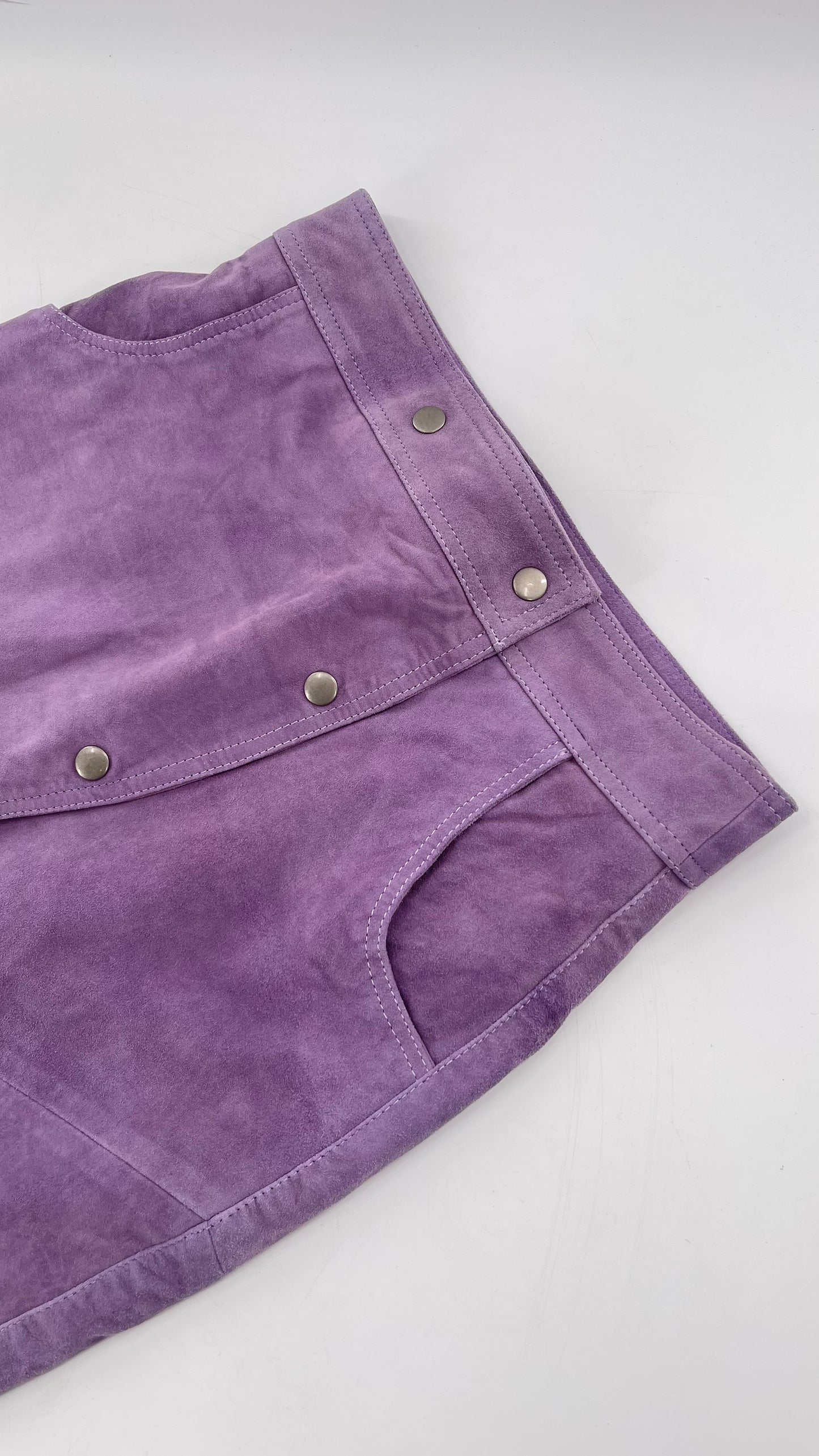 Free People Understated Purple Leather Knee Length Skirt (4)