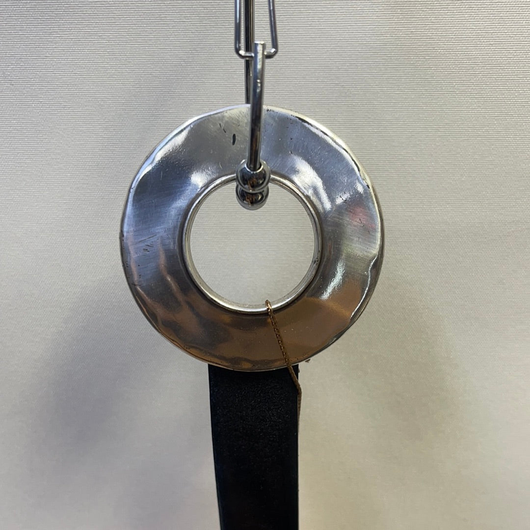 Black Leather Metal Ring belt