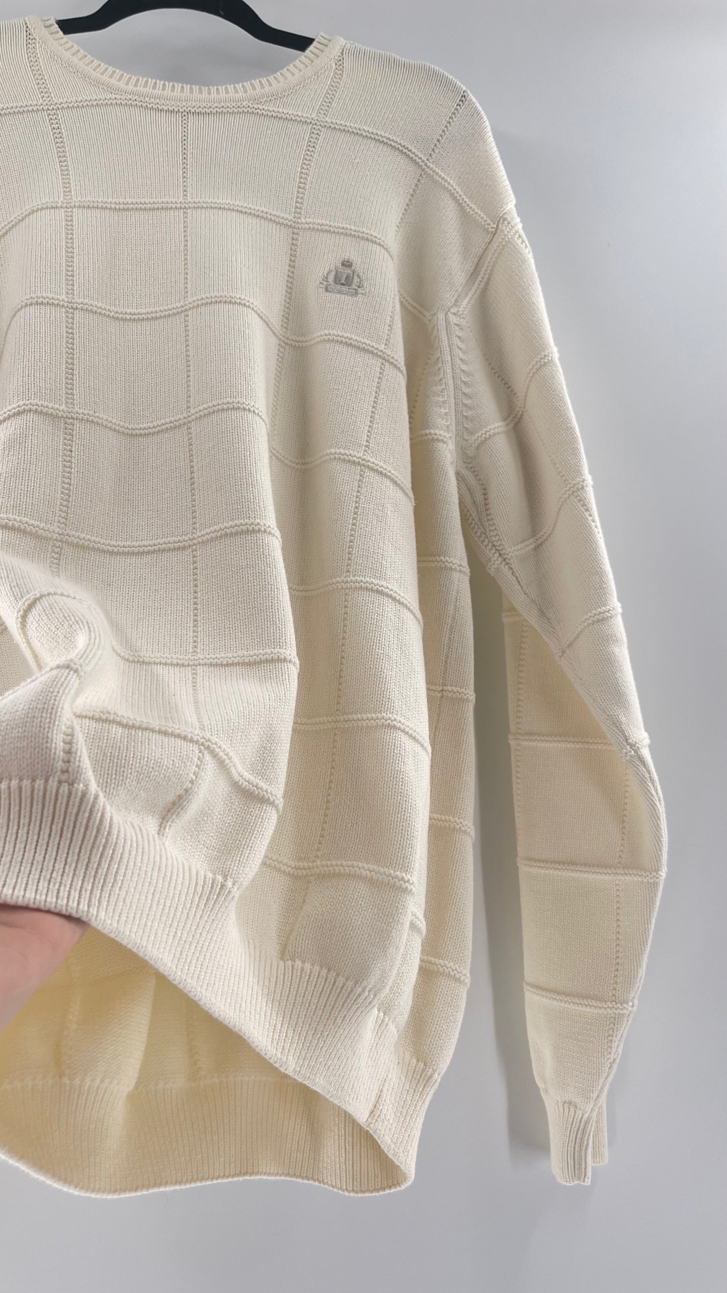 Vintage IZOD Cream Square Stitch Sweater (XL)
