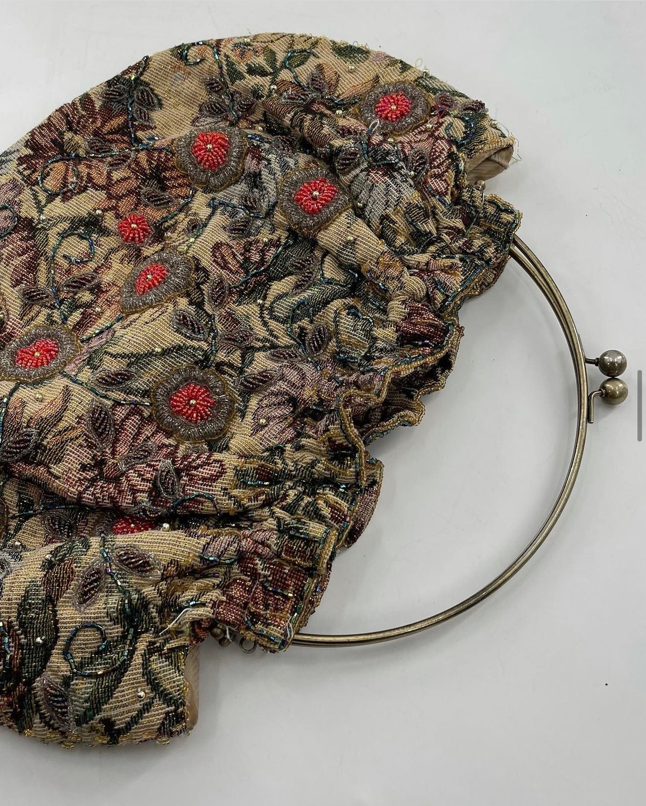 Vintage Beaded Tapestry Circle Bag