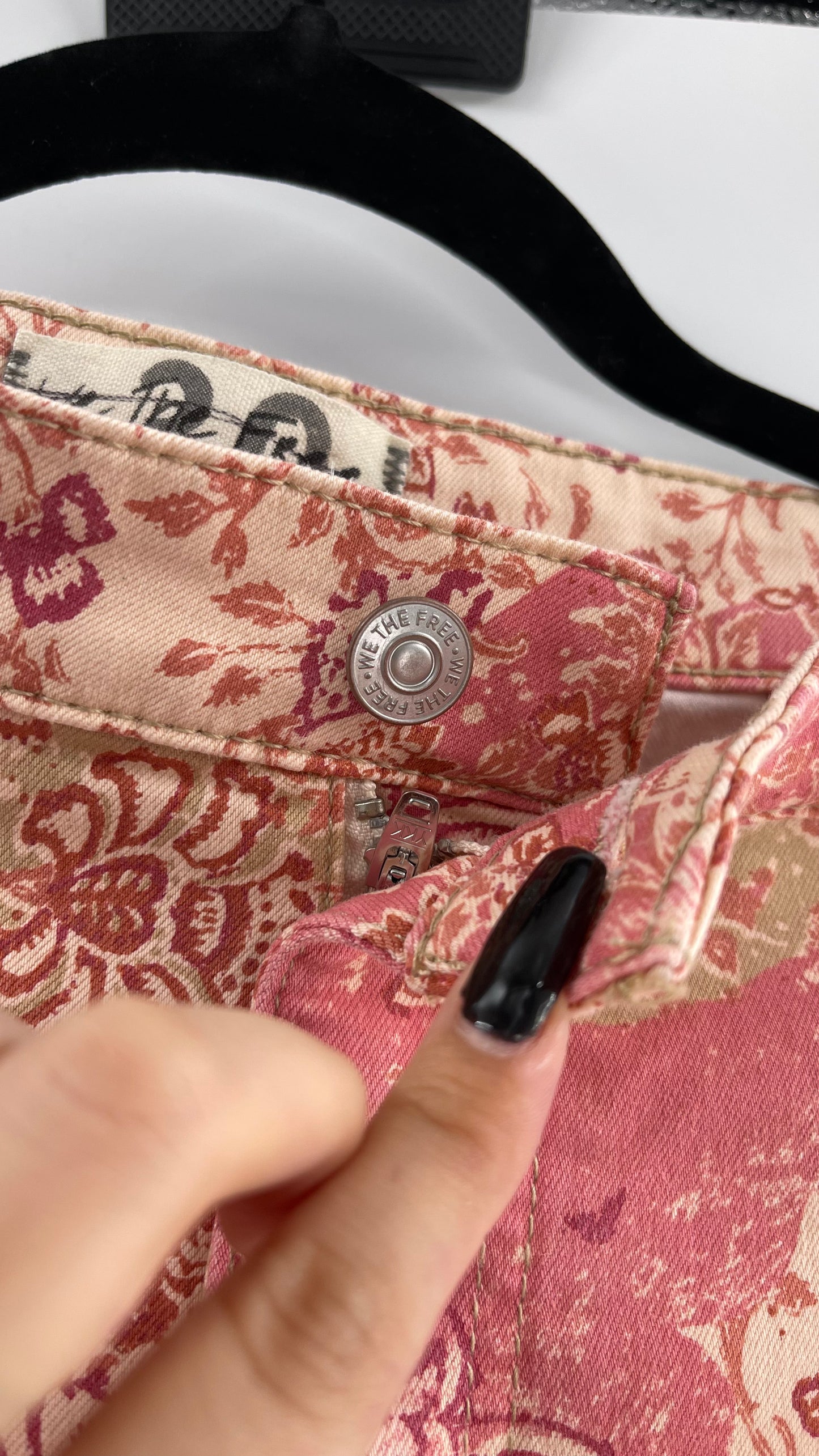 Free People Youthquake Pink Floral Flare Bell Bottoms (30)
