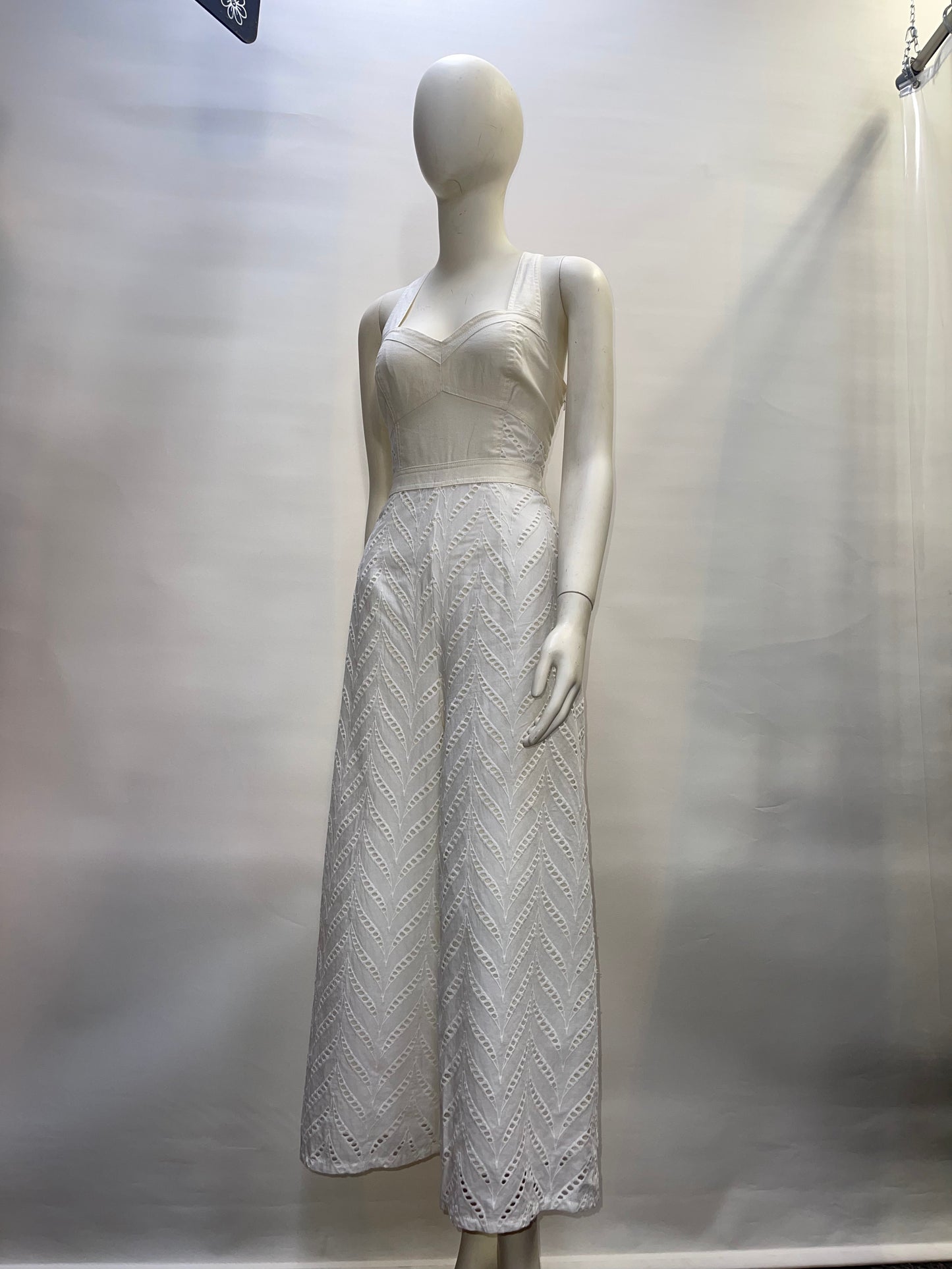 Anthropologie- Ettitwa - Off White Strapless Eyelet Jumpsuit- ( Size 4)