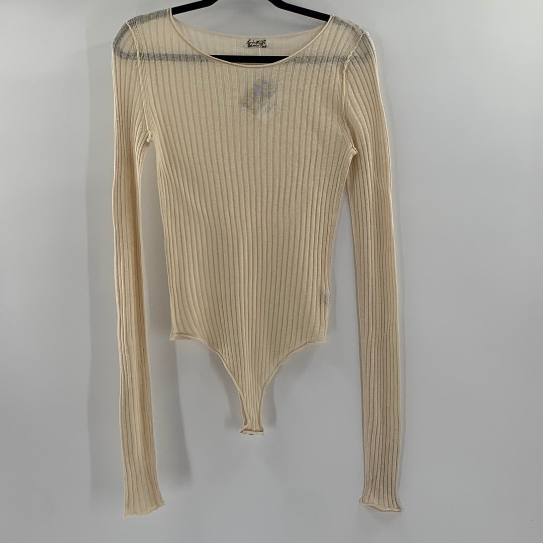 Free People Cream Knit Bodysuit (L)